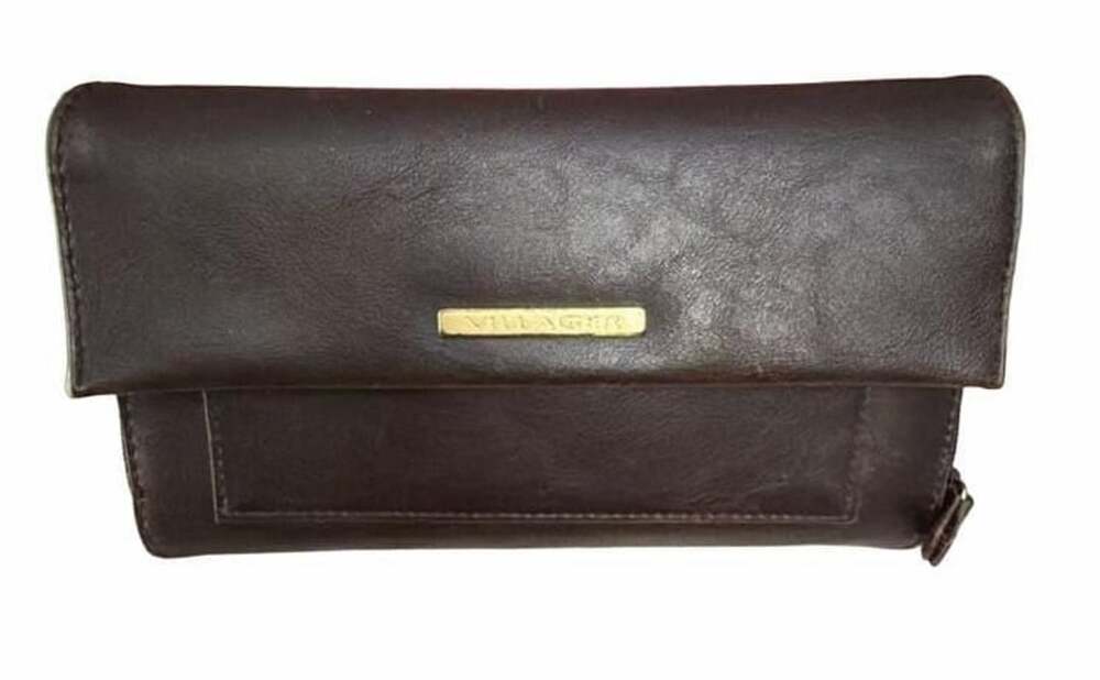 Villager Brown Leather Wallet Clutch Organizer Vintage Look
